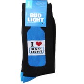 Wholesale - 1pr BUD LIGHT BLK MEN CREW SOCKS SIZE 10-13 C/P 60, UPC: 194382048221